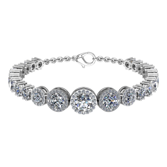 15.03 Ctw SI1/SI2 Diamond 14k white Gold Bracelet (ALL DIAMOND ARE LAB GROW