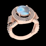 6.37 Ctw VS/SI1 Rainbow Moonstone And Diamond 14K Rose Gold Engagement Ring