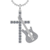 2.37 Ctw SI2/SI1 Diamond 14k White Gold musical instruments theme Pendant (