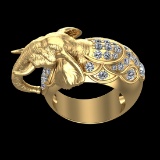 1.69 Ctw VS/SI1 Diamond Prong Set 10K Yellow Gold Creature theme Ring (ALL
