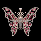 4.54 Ctw VS/SI1 Ruby and Diamond 10k Rose Gold Butterfly Pendant (ALL DIAMO