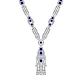 10.25 Ctw VS/SI1 Blue Sapphire and Diamond 14k White Gold Necklace ALL DIAM