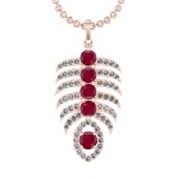 4.60 Ctw VS/SI1 Ruby and Diamond 14k Rose Gold Pandant (ALL DIAMOND ARE LAB