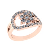 1.05 Ctw VS/SI1 Diamond 14K Rose Gold Cluster Engagement Ring (ALL DIAMOND