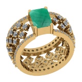 1.22 Ctw VS/SI1 Emerald And Diamond 14K Yellow Gold Engagement Halo Ring