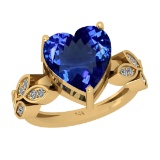 5.50 Ctw VS/SI1 Tanzanite And Diamond 18k Yellow Gold Cocktail Ring