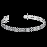 1.50 Ctw VS/SI1 Diamond 14K White Gold 2 Row Bracelet (ALL DIAMOND ARE LAB