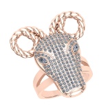 1.42 CtwVS/SI1 Diamond 14K Rose Gold Animal theme Ring