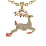 0.92 Ctw VS/SI1 Ruby and Diamond 14K Yellow Gold Hip Hop theme Necklace (AL