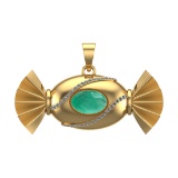 4.94 Ctw VS/SI1 Emerald and Diamond 14k Yellow Gold Pandant (ALL DIAMOND AR
