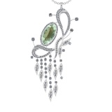 22.71 Ctw I2/I3 Green Amethyst And Diamond 10K White Gold Necklace(ALL DIAM