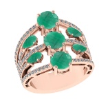 4.22 Ctw VS/SI1 Emerald and Diamond 14k Rose Gold Engagement Ring (ALL DIAM