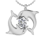 0.60 Ctw VS/SI1 Diamond 10K White Gold Fish Pendant (ALL DIAMOND ARE LAB GR