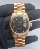 LIKE NEW CUSTOM 36MM FULL 18KT GOLD ROLEX BLACK DIAL COMES WITH BOX & APPRA