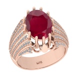 5.06 Ctw VS/SI1 Ruby And Diamond 14K Rose Gold Engagement Ring