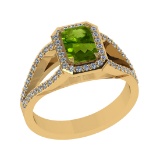 1.43 Ctw VS/SI1 Peridot and Diamond Set 10K Yellow Gold Engagement Ring (AL