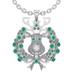 3.02Ctw VS/SI1 Emerald and Diamond 14K White Gold Necklace(ALL DIAMOND ARE
