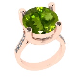 3.25 Ctw VS/SI1 Peridot And Diamond 14K Rose Gold Engagement Ring( ALL DIAM