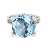 3.25 Ctw VS/SI1 Blue Topaz And Diamond 14K White Gold Engagement Ring( ALL