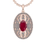 5.15 Ctw VS/SI1 Ruby and Diamond 14K Rose Gold Pendant (ALL DIAMOND ARE LAB
