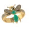 1.31 Ctw VS/SI1 Emerald and Diamond 14k Yellow Gold Bees theme Ring (ALL DI