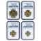 Certified American Gold Eagle 4pc Set 2013 MS70 NGC Early Releases