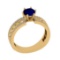 1.36 Ctw VS/SI1 Blue Sapphire and Diamond Prong Set 14K Yellow Gold Engagem