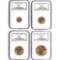 Certified American Gold Eagle 4pc Set 2005 MS69 NGC