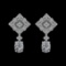 12.19 Ctw VS/SI1 Diamond Prong Set 18k white Gold Dangle Stud Earrings (ALL
