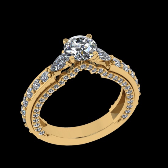 2.46 Ctw VS/SI1 Diamond Prong Set 18k Yellow Gold Engagement Ring (ALL DIAM