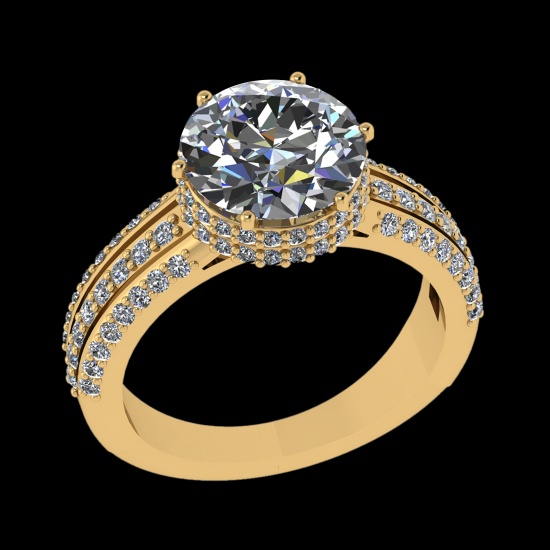 3.59 Ctw SI1/SI2 Diamond 10k Yellow Gold Engagement Ring (ALL DIAMOND ARE L