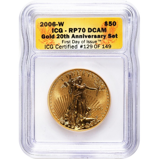 Certified 2006 20th Anniversary Gold Eagle Reverse Proof RP70 ICG