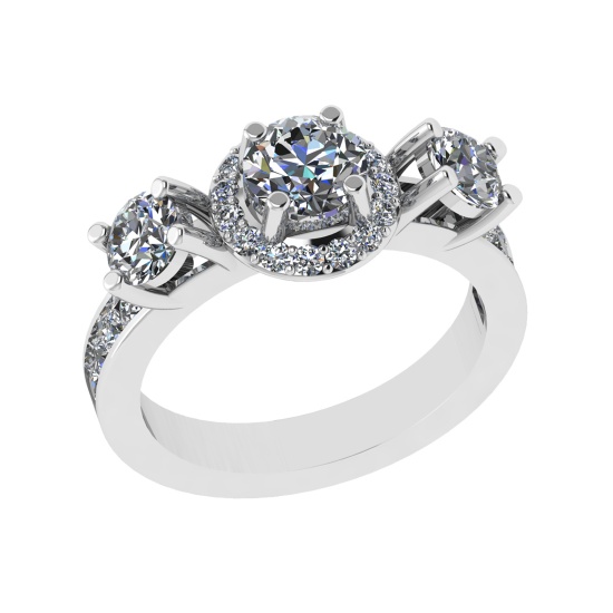 2.30 Ctw SI1/SI2 Diamond Prong Set 14k white Gold Engagement Ring (ALL DIAM
