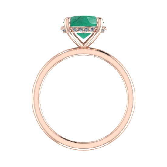 2.59 Ctw VS/SI1 Emerald and Diamond 14k Rose Gold Engagement Ring (ALL DIAM