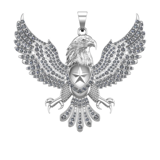 3.73 Ctw VS/SI1 Diamond 14k white Gold Eagle theme Pendant (ALL DIAMOND ARE