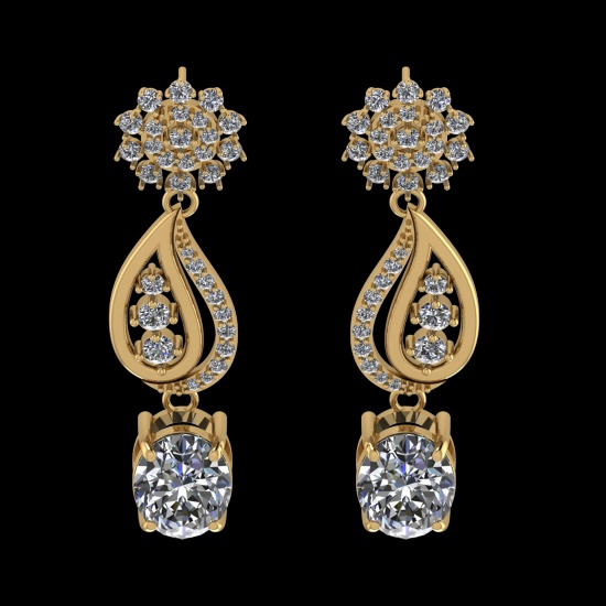 13.57 Ctw VS/SI1 Diamond Prong Set 18k Yellow Gold Dangle Stud Earrings (AL