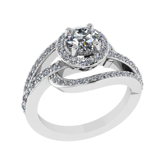 1.61 Ctw SI2/SI1 Diamond 14K White Gold Engagement Ring (ALL DIAMOND ARE LA