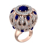 17.72 Ctw VS/SI1 Blue Sapphire and Diamond 14k Rose Gold Engagement Ring(AL