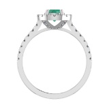 0.92 Ctw VS/SI1 Emerald and Diamond 14k white Gold Engagement Ring (ALL DIA