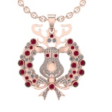 3.02Ctw VS/SI1 Ruby and Diamond 14K Rose Gold Necklace(ALL DIAMOND ARE LAB