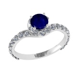 1.67 Ctw VS/SI1 Blue Sapphire and Diamond 14k white Gold Engagement Ring (A