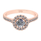 1.00 Ctw VS/SI1 Diamond 14k Rose Gold Hiden Halo Engagement Ring (ALL DIAMO