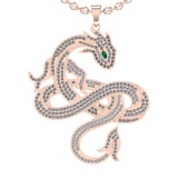 4.72 CtwVS/SI1 Emerald and Diamond 14K Rose Gold Dragon Necklace (ALL DIAMO