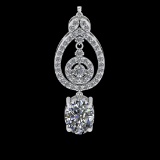 6.87 Ctw VS/SI1 Diamond Prong Set 18k white Gold Pendant (ALL DIAMOND ARE L