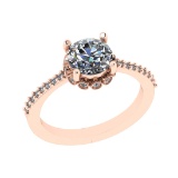 1.43 Ctw VS/SI1 Diamond 14k Rose Gold Hiden Halo Engagement Ring (ALL DIAMO