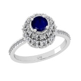 2.00 Ctw VS/SI1 Blue sapphire and Diamond Prong Set 14K White Gold Engageme