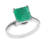 3.23 Ctw VS/SI1 Emerald and Diamond 14k white Gold Engagement Ring (ALL DIA