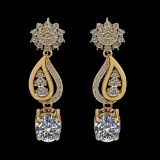 13.57 Ctw VS/SI1 Diamond Prong Set 18k Yellow Gold Dangle Stud Earrings (AL