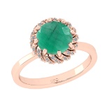 2.25 Ctw VS/SI1 Emerlad and Diamond Prong Set 14K Rose Gold Engagement Ring