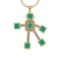 7.65 Ctw VS/SI1 Emerald and Diamond 14K Yellow Gold Necklace(ALL DIAMOND AR